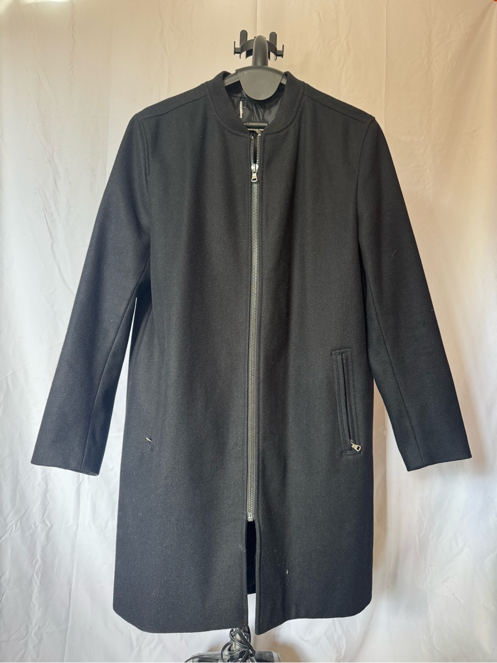 Topman Black Zip-Front Pea Coat